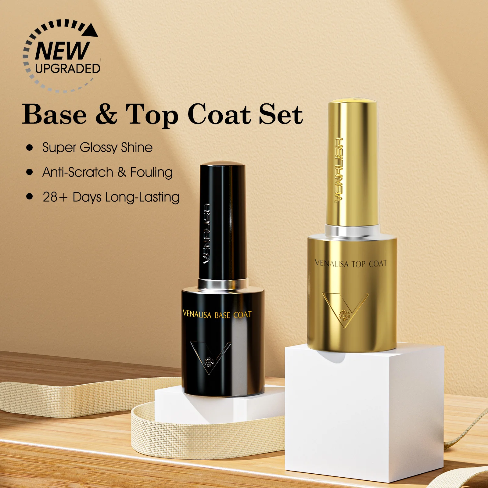 kf-S7620672768e84600a4d4da6ac3696775K 10ml Venalisa Ultra Glossy Diamond Long Wear Top Coat Base Coat Soak Off UV LED Semi Permanent Gel Hema Free TPO Free Color Gel - Image 1