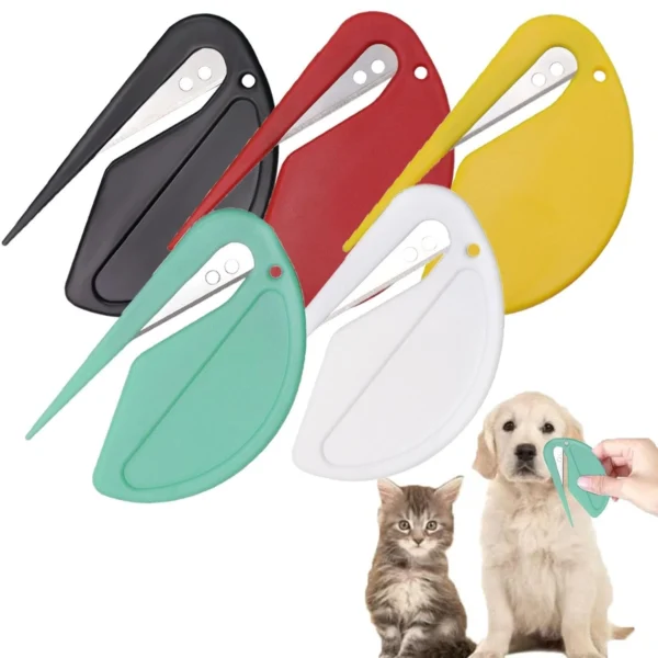 5pcs Pet Knot Cutter, Colorful Perfect De-tangling Tool For Cats, Small And Sharp Grooming Knot Remover - Image 1