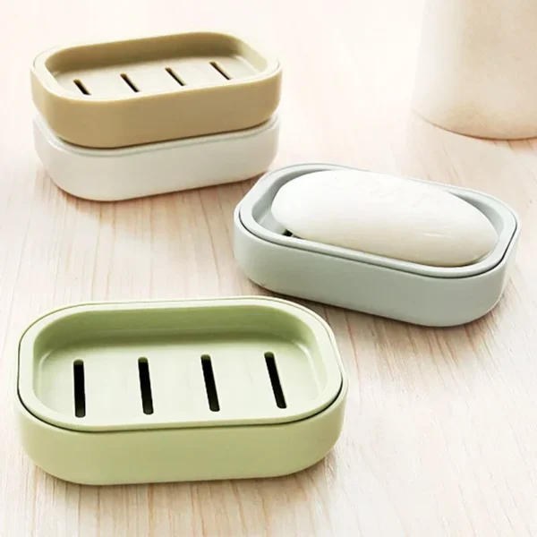 1Pcs Portable Soap Dishes Double-layer Plastic Soap Box Household Bathroom Drain Soap Tray Bathroom Soap Box With Cover - Image 3