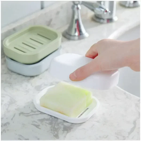 1Pcs Portable Soap Dishes Double-layer Plastic Soap Box Household Bathroom Drain Soap Tray Bathroom Soap Box With Cover - Image 5