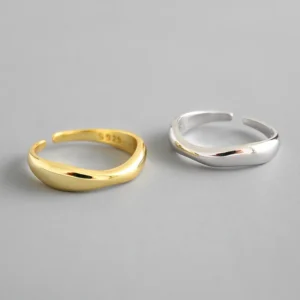 925 Sterling Silver Simple Ring For Women Fine Jewelry Finger Adjustable Open Vintage Ring For Party Birthday Gift