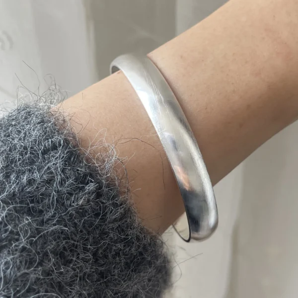 100% Solid 925 Sterling Silver Retro Bracelet for Women Men Vintage Handmade Wide Smooth Bracelet Birthday Gift - Image 5