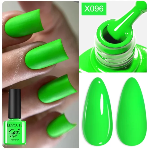 LILYCUTE 7ml Fluorescent Neon Gel Nail Polish Glitter Vernis Semi Permanent Soak Off Nail Art UV LED Base Top Coat For Manicure - Image 3