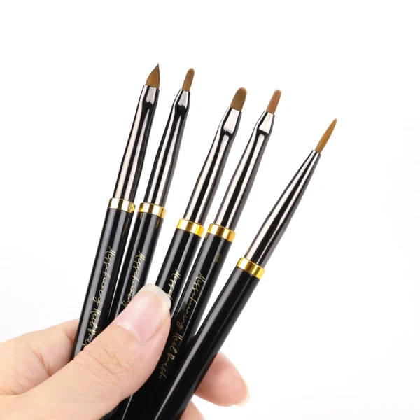 Black Nail Art Brush Gel Brush for Manicure Acrylic UV Gel Extension Pen Fish Nail Polish Painting Drawing Brush Nail Brush - Image 2