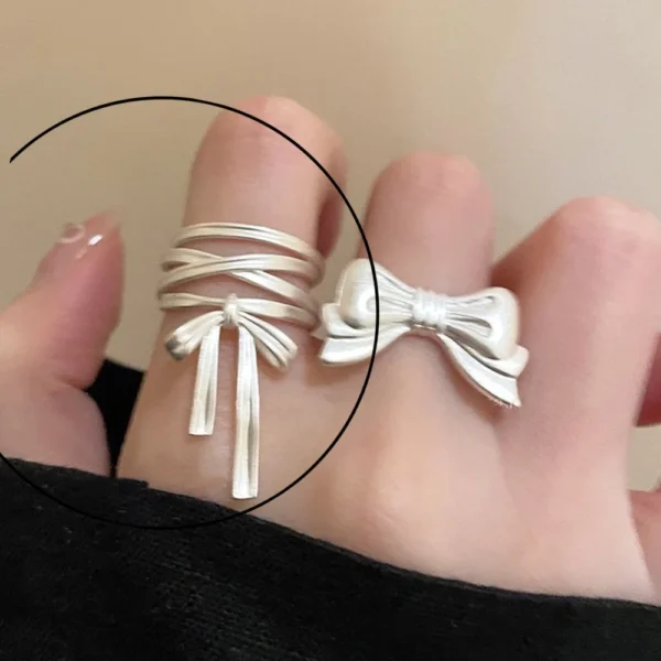 BF CLUB 925 Sterling Silver Rings For Women Girl Female Open Minimalist Retro Bow Ring Creative Anillos Bague Fine Jewelry - Image 3