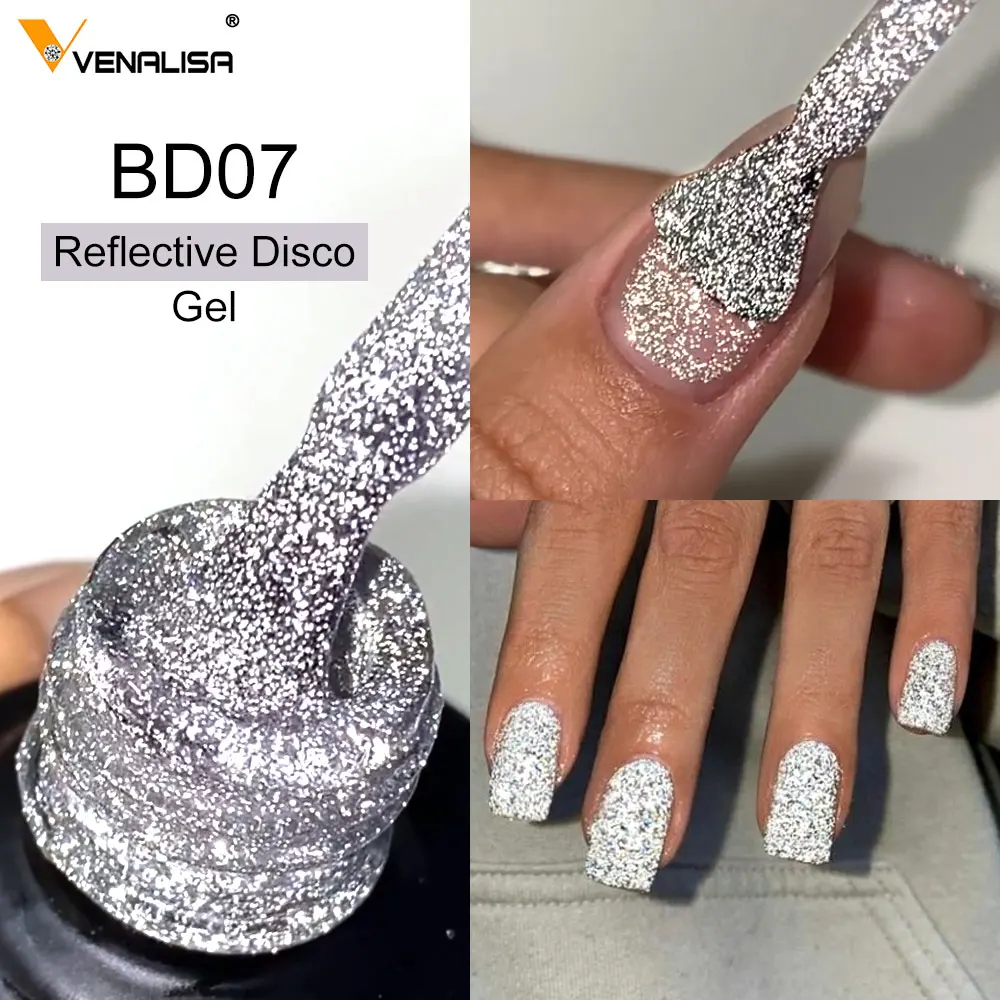 kf-S7a653d332c624314821a34b3f7c7305bU Venalisa Reflective Nail Gel Polish Sparkle Shining Glitter Semi Permanent Nail Manicure Soak Off UV LED Color Gel Varnish - Image 1