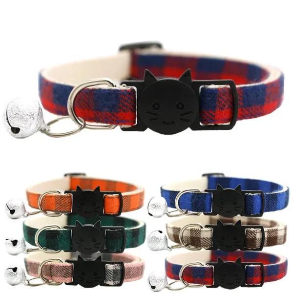 Cats Bells Collars Adjustable Nylon Buckles Fashion Reflective Pet Cat Collar Head Pattern Supplies For Accessories - Image 1
