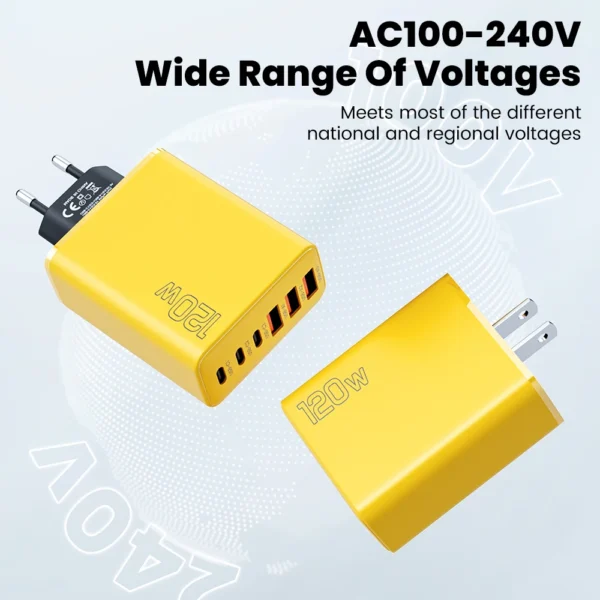 120W 6 Ports 3USB+3Type C Mobile Phone Charger Type C USB A Super Charge Adapter For Huawei Xiaomi Samsung Iphone 16 15 Devices - Image 2