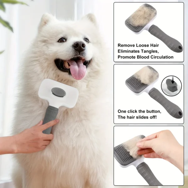 Easy-Clean Pet Grooming Brush Gentle Deshedding Massage Comb with One-Click Hair Removal Dog Grooming for Dogs & Cats Easy-Clean - Image 6