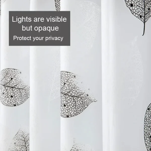 Bathroom Shower Curtains PEVA Waterproof Thickening Bath Curtain With Hooks Rustproof Metal Grommets Leaf Pattern Shower Curtain - Image 3