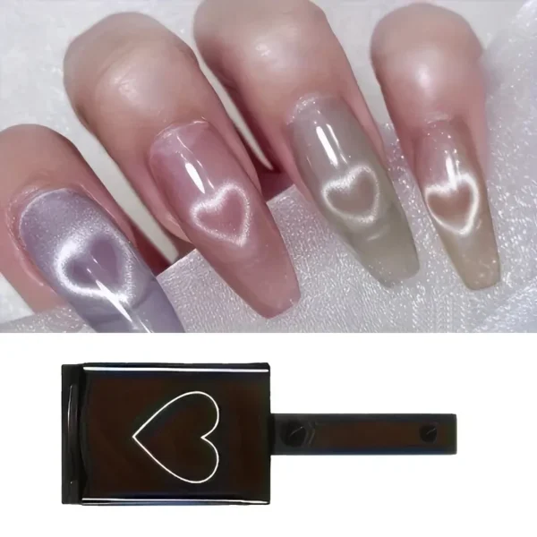 Nail Art Cat Eye 3D Heart Shaped Magnet Cat Eye Magnet Love Pattern Magic Magnet Suitable for DIY Gel Polishing Magnetic Tools - Image 2