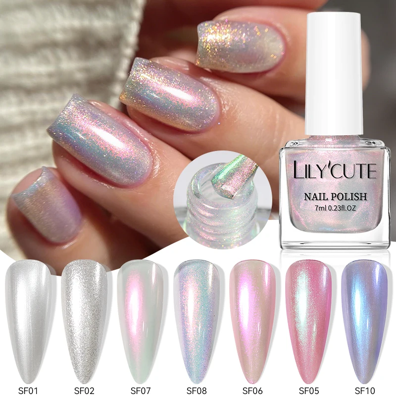 kf-S7ec2965e61054afb89e35a2b094fc6fcJ LILYCUTE 7ml Auroras Glitter Nail Polish No Need of UV/LED Lamp Nail Supplies Vernis White Pink Silver Pearl Effect for Nails - Image 1