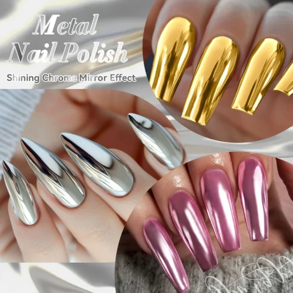 LILYCUTE 7ML Super Bright Silver Metallic Nail Polish No Need Lamp Quick Dry French Style Glass Bottle Manicure Nail Art Varnish - Image 4