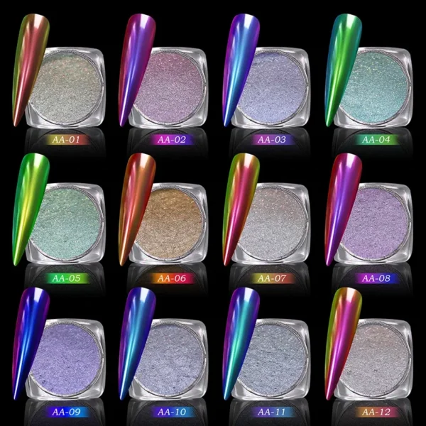 Magic Mirror Powder Chameleon Polarizing Nail Glitter High-Light Diamond Holographic Nail Art Pigments DIY UV Gel Manicure Dust - Image 4
