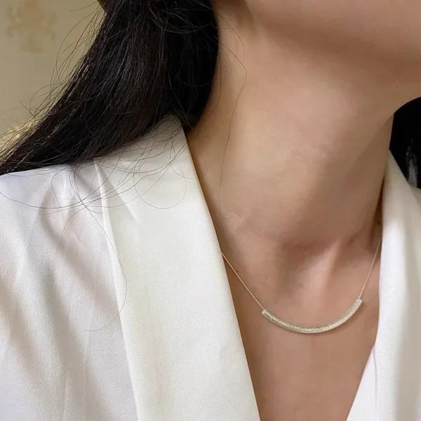 S925 Sterling Silver Necklaces For Women Simple Chain Fashion Minimalist Pendant Necklaces Big Tube Shape Birthday Gift - Image 3