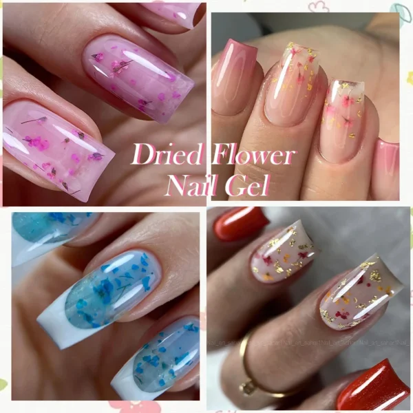 LILYCUTE 8ml Pink Dried Flower Gel Nail Polish Natural Flower Fairy Nail Art Gel Soak Off UV LED Painting Varnish For Nails DIY - Image 4