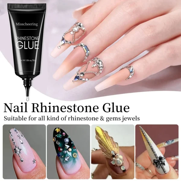 30g Nail Rhinestone Glue for Nails Super Strong Gel Nail Glue for Nail Charm 3D Nails Bling Gel Decoration Gem Nail Art Diamonds - Image 5