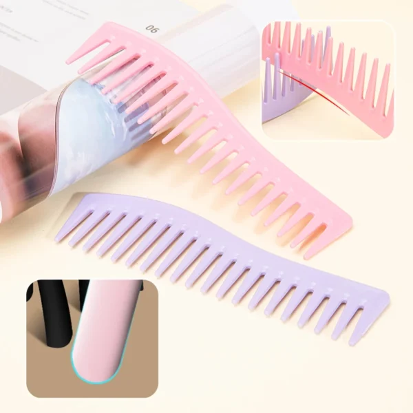 Wide Tooth Shark Plastic Curly Hair Salon Hairdressing Comb Oil Head Men's Back Hollow Comb Styling Tools Barber Accessories - Image 2