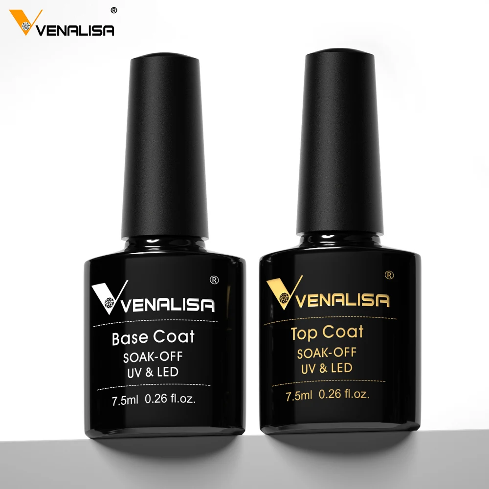 kf-S82bc0d1454204fdaaa9e377e376597fcv 2pcs*7.5ml Venalisa Nude Color Gel Base Nowipe Top Coat Soak Off UV LED Gel Nail Polish Cosmetics Nail Art Manicure Nail Varnish - Image 1