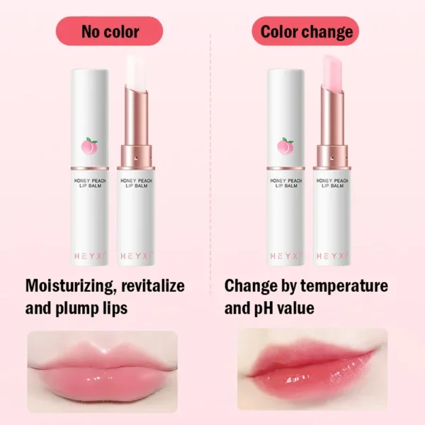 Honey Peach Lip Balm Color Change Lipstick Lips Plumper Moisturizing Hydrating Nourishing Beauty Lips Skin Carae Cosmetics - Image 3