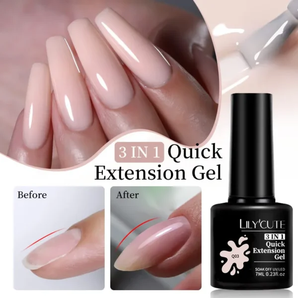 LILYCUTE 7ML Quick Extension Nail Gel Vernis Semi Permanent Acrylic Crystal White Clear Nude Gel Nail Polish UV Construction Gel - Image 2