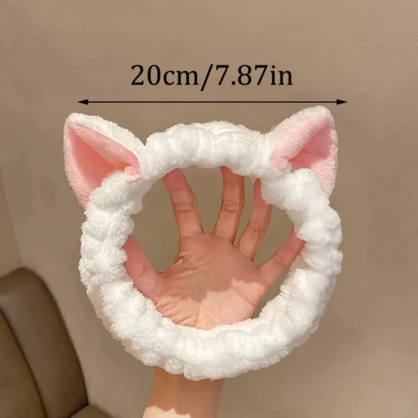 Hairband Cat Coral Plush Headband Cute Soft Hair Bow Headband Hairband Wash Face Makeup Headband Bandage Girl Accessories - Image 6