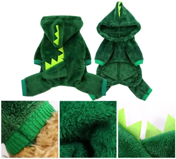 Pet Cat Dog Halloween Dog Clothes for Small Dogs Funny Dinosaur Cosplay Costume Winter Warm Cat Coat Fleece Hoodies Sweater - Image 4