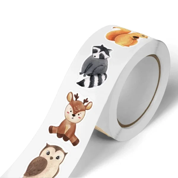500Pcs/Roll Heterotypic Forest Animals Stickers 2.5cm/1.0'' Art Labels Learning Rewards, Adorn Gifts for Watercup Phone PC Pad - Image 3