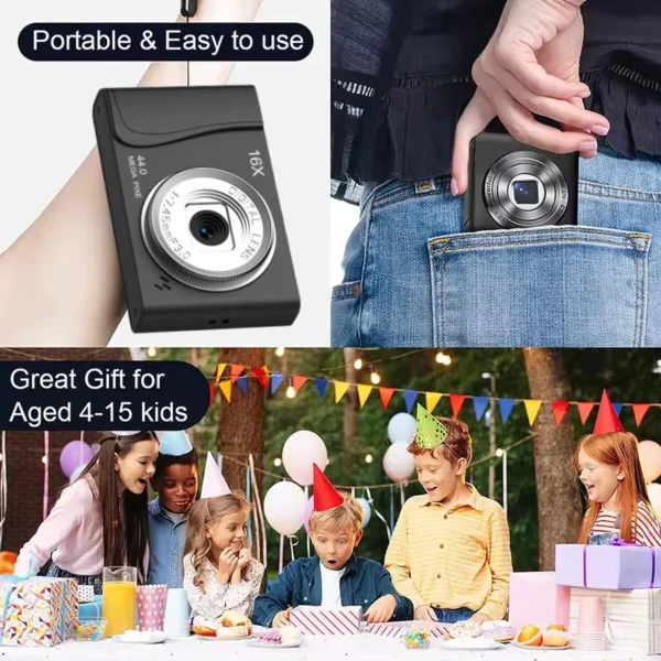 4K Digital Camera 24 Million Pixels Children Camcorder 16x Zoom Compact Cameras Auto Focus for Kids Adult Beginners Photograph - Image 4