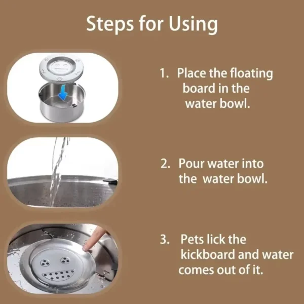 Big Capacity Stainless Steel Dog Floating Bowl, No Spill Anti-Splash Dog Water Dispenser, Non-Slip Dog Cat Pet Water Feeder Bowl - Image 3