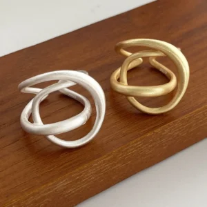 925 Sterling Silver Rings for Women Couple Minimalist Handmade Simple Gold Inter Cross Ring Fine Jewelry Gift Prevent Allergy