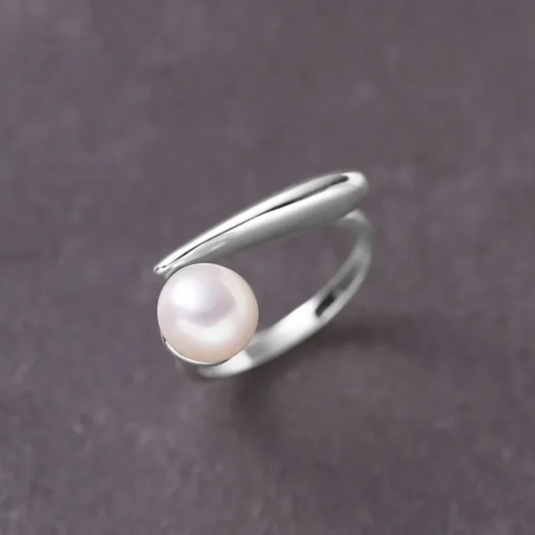 BF CLUB 925 Sterling Silver Ring For Women Pearl Simple Open Vintage Handmade Ring Allergy For Party Birthday Gift - Image 2