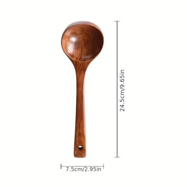 1pc Non-Stick Wooden Cooking Spoon,Daily Solid Anti-scalding Soup Ladle For Kitchen - Image 6