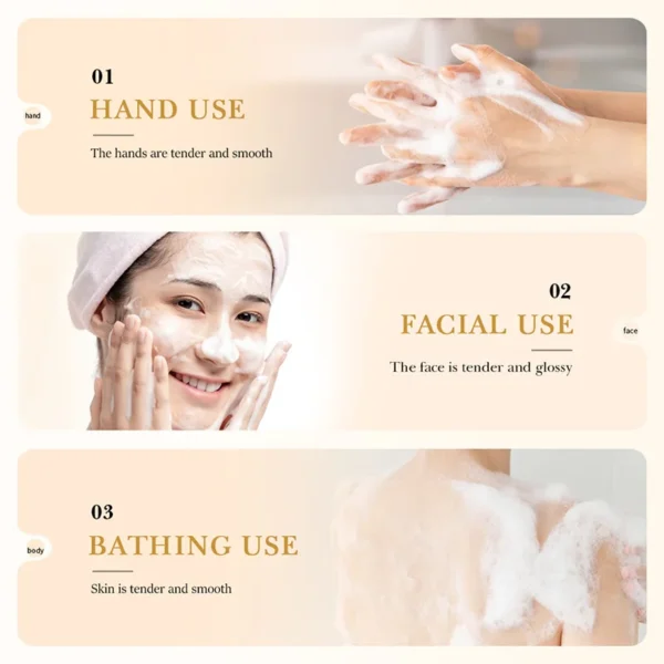 BIOAQUA White Rice Raw Pulp Facial Soap Face Wash Foam Facial Cleanser Moisturizing Oil Control Body Bathing Handmade Soap - Image 4