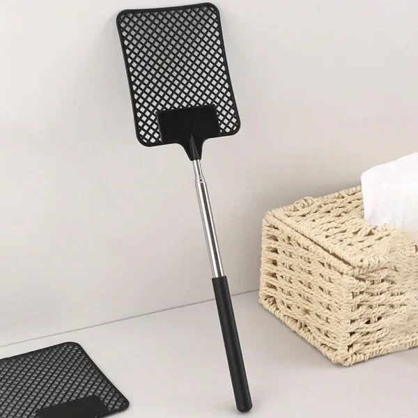 1 Pack Of Black Creative Fly Swatter Mosquito Swatter Stainless Steel Expansion Design Fly Repellent Supplies - Image 2