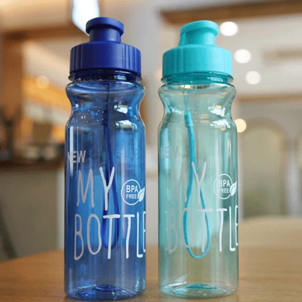 550ml Plastic Water Bottle Portable Sports Cup With Anti Drop Rope Outdoor Water Container Color Transparent Pet Flip Cover - Image 6
