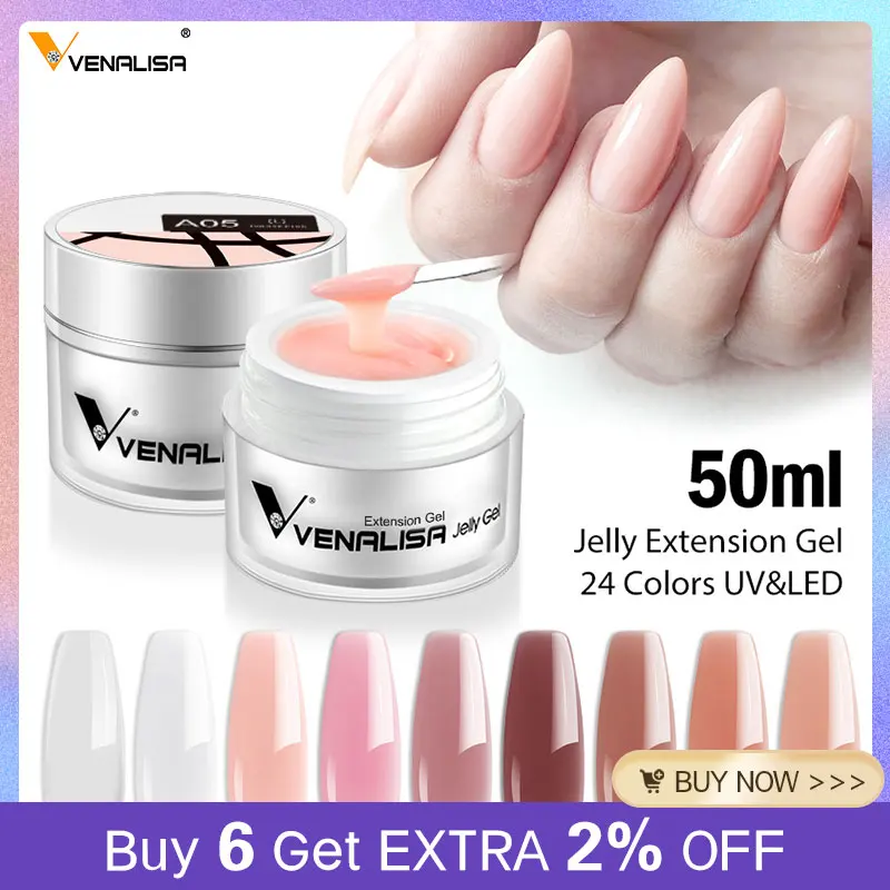 kf-S8d63c0432bbd45d2ac9cc6f053e0013e6 50ml TPO Free Jelly Nail Extension Gel Nail Builder French Nail Gum Venalisa Clear Natural Color Soak Off UV Construction Gel - Image 1