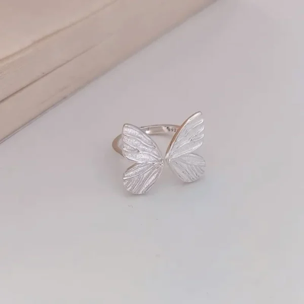 BF CLUB 925 Sterling Rings for Women Fashion Geometric Handmade Irregular Butterfly Ring Party Christmas Gift - Image 4