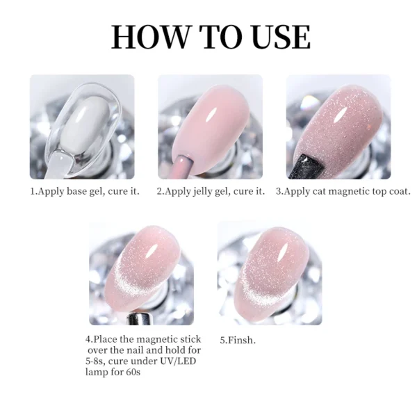 LILYCUTE 7ML 2 IN 1 Sparking Cat Magnetic Gel Top Coat Glitter Snowlight Magnetic Gel Nail Polish Semi Permanent UV Gel Varnish - Image 6