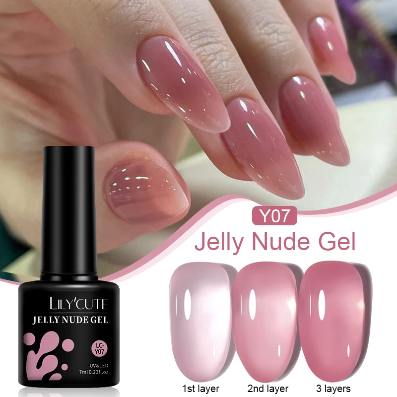 kf-S8e872ef56eb54a3daa651860abad5acbl LILYCUTE 7ML Jelly Nude Gel Nail Polish Pudding Translucent Color Gel Polish Semi Permanent UV Gel Nail Art Soak Off Gel Varnish - Image 1