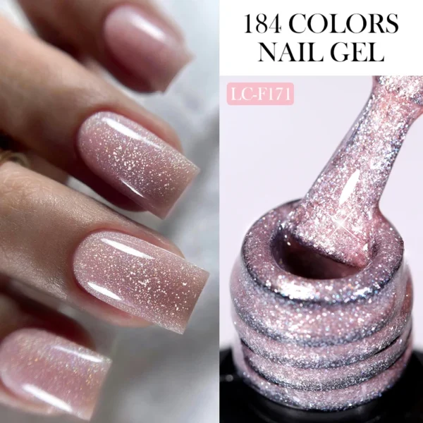 LILYCUTE 7ML Glitter Gel Nail Polish Sparkling Semi Permanent UV Gel Colorful Shinning Gel Varnish Nail Art Soak Off UV LED Gel - Image 2