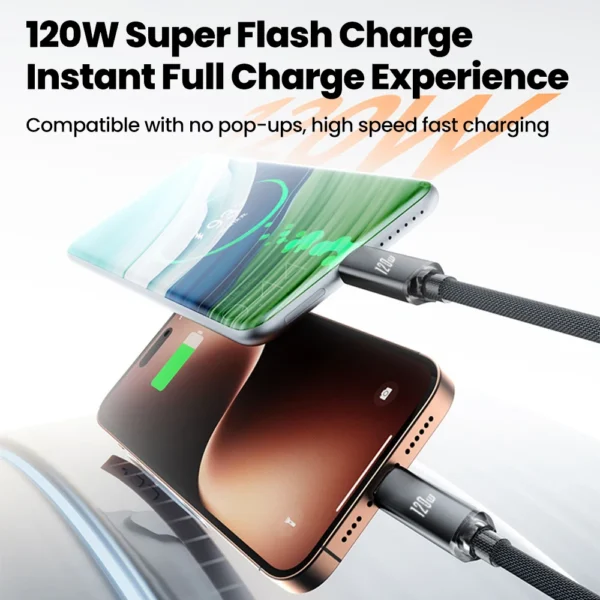 120W USB A/Type C to Type C Fast Charge Spring Cable Telescopic Car Phone Charger For Macbook iPhone16 15 Samsung Huawei - Image 3