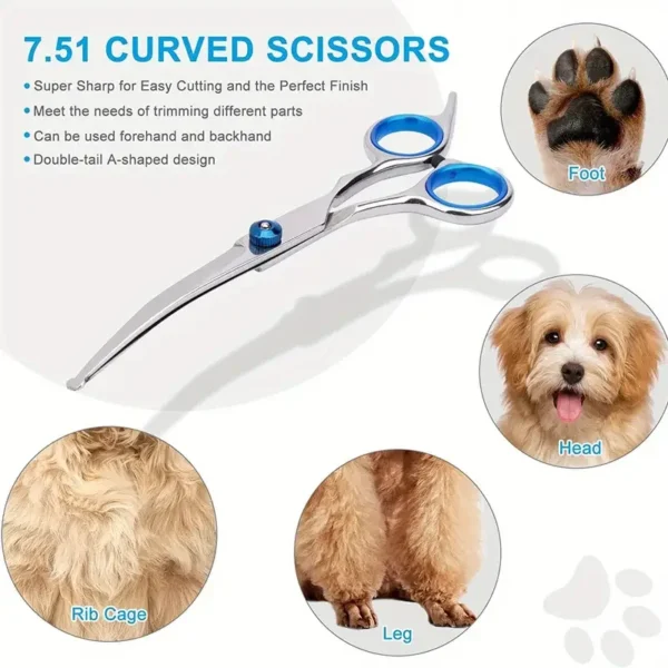 Premium Pet Grooming Scissors Safety Round Tip, Scissors Portable Stainless Steel Shears For Dogs & Cats Pets Shears Supplies - Image 4