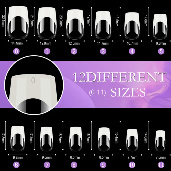 120pcs/box Acrylic French False Nails Medium Length Square Armor Full Cover Nail Tips Can Be Removable Mixed Size Press On Nails - Image 4