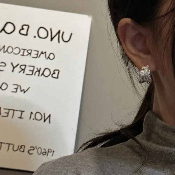 BF CLUB 925 Sterling Silver Earrings For Women Trendy Simple Interware Lines Earring Jewelry Prevent Allergy Party Accessories - Image 2