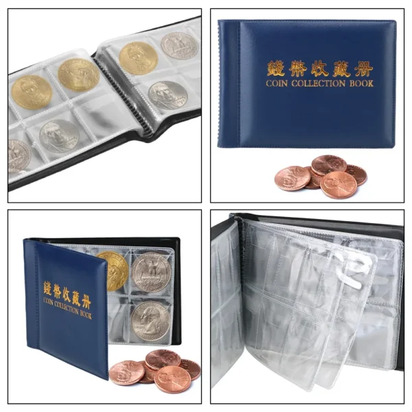 HWZXYXGS 120/60 Pockets Artificial PU Leather Coins Collection Album Book Collecting Money Organizer Storage Bags PVC Film - Image 5