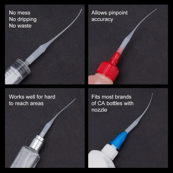 Glue Tips, 100pcs Plastic Glue Micro-Tips Glue Extender Precision CA Glue Applicator for Arts Crafts Hobby Projects Guitar - Image 5