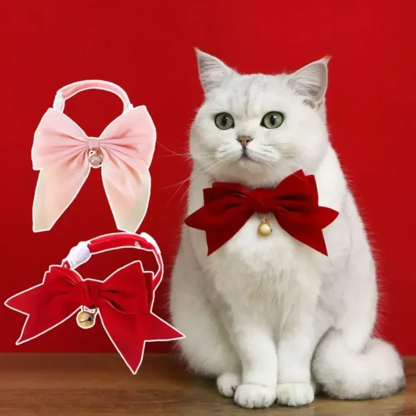 Pet Collar Exquisite Comfortable Decorative Pet Kitten Cat Velvet Bowknot Neck Circle Neck Bow Pet Accessories - Image 1
