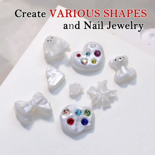 White pearlescent satin carving glue non-stick solid extension glue 3D carving flower acrylic gel varnish DIY nail art design - Image 6