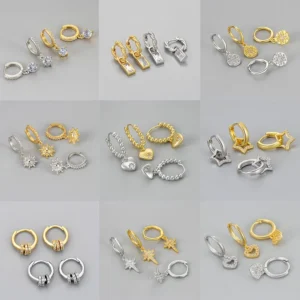 925 Sterling Silver Earrings For Women Trendy Heart Star Zircon Earring Jewelry Prevent Allergy Party Accessories Gift